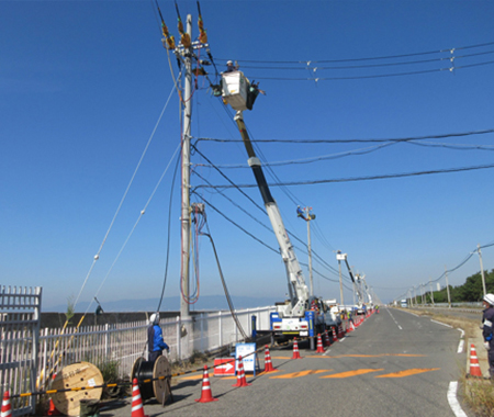高圧電線張替え（アルミ線化）工事